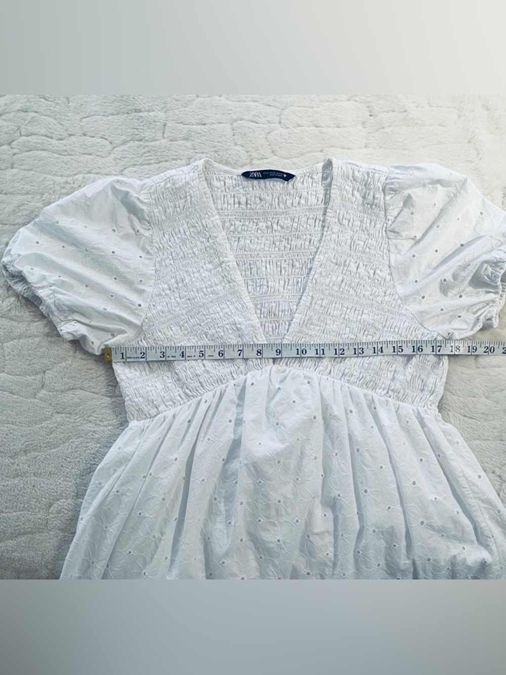 Zara White Embroidered Voluminous bohemian Casual Maxi Dress size XL - Picture 7 of 12